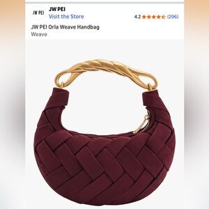 JW PEI Woven Hobo Bag with Gold Accent. Color - Claret